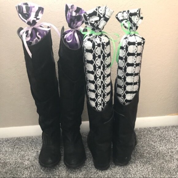 Handmade Fabric Boot Shapers Vintage Tie Dye Cartoon Patchwork Trees Inserts OS - Picture 11 of 12